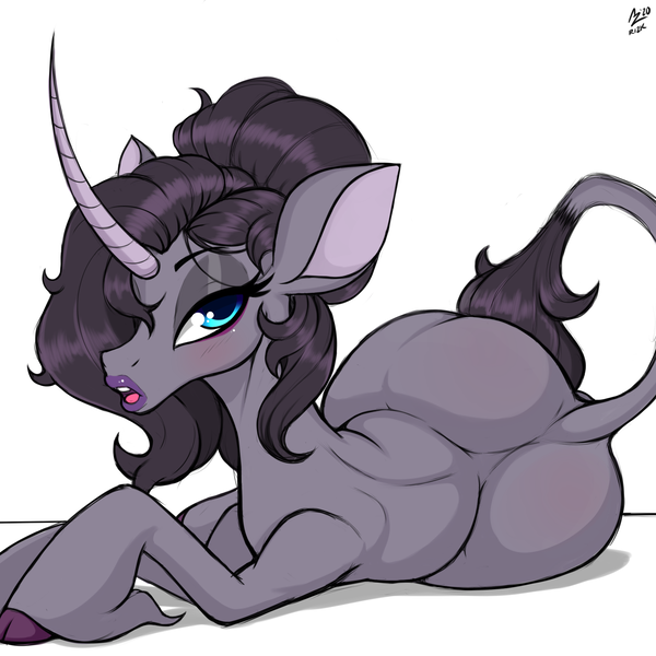 Size: 2000x2000 | Tagged: safe, artist:aer0 zer0, derpibooru import, oleander (tfh), classical unicorn, unicorn, them's fightin' herds, cloven hooves, community related, female, leonine tail, lipstick, solo, unshorn fetlocks