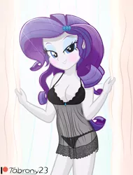Size: 1247x1638 | Tagged: suggestive, artist:tabrony23, derpibooru import, rarity, equestria girls, babydoll, bedroom eyes, bra, breasts, busty rarity, clothes, female, high res, lingerarity, lingerie, looking at you, nightgown, patreon, see-through, sexy, smiling, solo, solo female, stupid sexy rarity, underwear