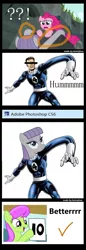 Size: 1280x3734 | Tagged: safe, artist:bennyhuo, derpibooru import, maud pie, earth pony, fantastic four, mr. fantastic, reed richards