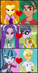 Size: 888x1696 | Tagged: safe, artist:shipper anon, artist:themexicanpunisher, derpibooru import, edit, screencap, adagio dazzle, aria blaze, microchips, ragamuffin (equestria girls), sonata dusk, timber spruce, equestria girls, equestria girls (movie), legend of everfree, rainbow rocks, spring breakdown, ariachips, background human, cropped, female, male, shipping, shipping domino, sonamuffin, straight, the dazzlings, timberdazzle