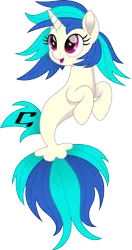 Size: 794x1500 | Tagged: safe, artist:cloudyglow, derpibooru import, vinyl scratch, seapony (g4), cute, cutie mark, female, horn, open mouth, seaponified, seapony vinyl scratch, simple background, solo, species swap, transparent background, vinylbetes