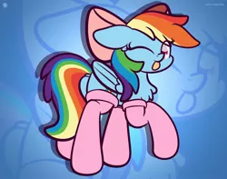 Size: 1920x1513 | Tagged: safe, artist:kimjoman, derpibooru import, rainbow dash, pegasus, pony, :p, bow, chest fluff, clothes, cute, dashabetes, female, floppy ears, hair bow, looking at you, mare, one eye closed, socks, solo, tongue out, wink, zoom layer