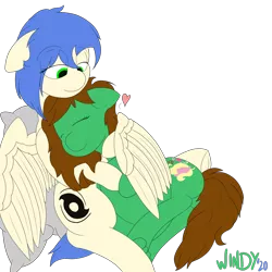Size: 5000x5000 | Tagged: safe, artist:thewindrunner, derpibooru import, oc, oc:strong locks, oc:windrunner, unofficial characters only, earth pony, pegasus, pony, cute, duo, heart, hug, oc x oc, pillow, pregnant, prehensile hair, shipping, simple background, sleeping, snuggling, transparent background, winghug