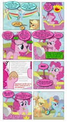 Size: 868x1580 | Tagged: safe, artist:dziadek1990, derpibooru import, edit, edited screencap, screencap, applejack, pinkie pie, rainbow dash, fall weather friends, season 1, the one where pinkie pie knows, comic, confused, conversation, dialogue, fourth wall, meta, ms paint, screencap comic, script, self-reference, slice of life, text, word balloon