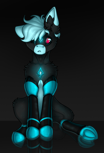 Size: 1368x2000 | Tagged: safe, artist:leawarriors, derpibooru import, oc, oc:specto, earth pony, pony, male, robotic legs, solo, stallion