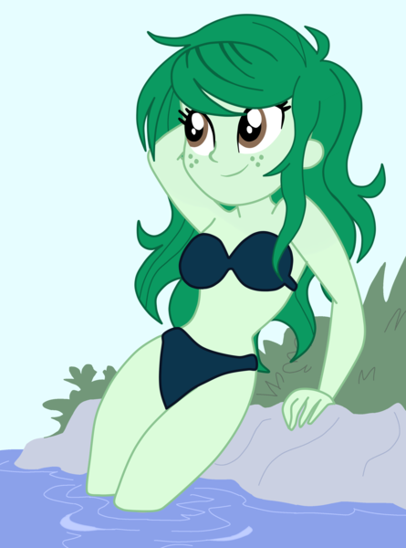 Size: 2454x3306 | Tagged: safe, artist:gmaplay, derpibooru import, wallflower blush, equestria girls, equestria girls series, arm behind head, base used, clothes, female, high res, solo, swimsuit, water