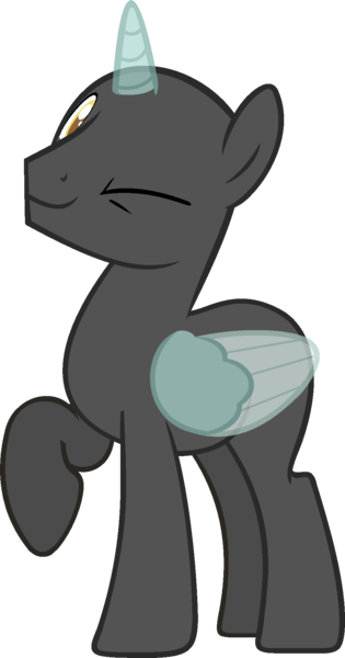 Size: 977x1859 | Tagged: safe, artist:pegasski, derpibooru import, oc, unofficial characters only, alicorn, pony, marks and recreation, (male) base, alicorn oc, bald, base, horn, male, one eye closed, raised hoof, simple background, smiling, solo, stallion, transparent background, two toned wings, wings, wink