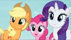 Size: 1666x941 | Tagged: safe, derpibooru import, screencap, applejack, pinkie pie, rarity, school daze, butt, cropped, cute, diapinkes, female, jackabetes, plot, raribetes, smiling, trio