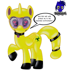 Size: 3840x4154 | Tagged: safe, artist:damlanil, derpibooru import, twilight sparkle, twilight sparkle (alicorn), alicorn, pony, boots, clothes, collar, cutie mark collar, female, gas mask, hazmat pony drone, hazmat suit, heart eyes, high res, horn, latex, looking at you, makeup, mare, mask, raised hoof, rubber, rubber drone, shiny, shiny mane, shoes, show accurate, simple background, solo, transparent background, vector, wingding eyes, wings