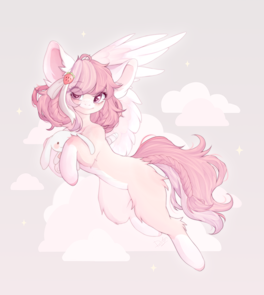 Size: 1789x2000 | Tagged: safe, artist:dusty-onyx, derpibooru import, oc, oc:linen, pegasus, pony, rabbit, animal, colored wings, female, mare, solo, wings