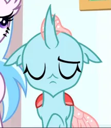 Size: 503x581 | Tagged: safe, derpibooru import, screencap, ocellus, silverstream, a matter of principals, animation error, cropped, eyes closed, female, ocellus is not amused, raised eyebrow, solo, unamused