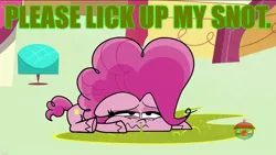 Size: 1920x1080 | Tagged: safe, derpibooru import, edit, edited screencap, screencap, pinkie pie, my little pony: pony life, sick day, spoiler:pony life s01e13, spoiler:pony life s01e20, caption, disgusting, fetish, gross, image macro, sick, snot, snot fetish, text