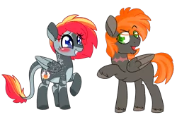 Size: 3567x2363 | Tagged: safe, artist:crazysketch101, derpibooru import, oc, oc:ashton burnside, oc:crazy looncrest, unofficial characters only, pegasus, pony, blushing, burncrest, heart eyes, simple background, transparent background, wingding eyes