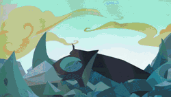 Size: 480x270 | Tagged: safe, derpibooru import, edit, edited screencap, screencap, queen chrysalis, changeling, changeling queen, robot, to where and back again, absurd file size, absurd gif size, animated, autobot, chrysalis encounters heroes, crossover, drill, female, former queen chrysalis, gif, glowing horn, hissing, horn, magic, meme, optimus prime, sharp teeth, teeth, this will end in pain and/or death, transformers, transformers energon, transformers superlink, weapon