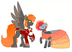 Size: 4314x3121 | Tagged: safe, artist:crazysketch101, derpibooru import, oc, oc:ashton burnside, oc:crazy looncrest, unofficial characters only, pegasus, pony, burncrest, count of monte cristo, simple background, white background