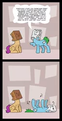 Size: 816x1590 | Tagged: semi-grimdark, artist:toonbat, derpibooru import, oc, oc:paper bag, oc:plastic bag, pony, comic, death, didn't think this through, duo, grimderp, on back, sitting, suffocating, x eyes