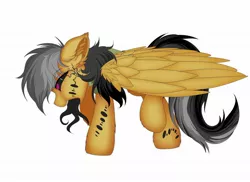 Size: 2048x1489 | Tagged: semi-grimdark, artist:pearl123_art, derpibooru import, daring do, pegasus, pony, black sclera, clothes, ear fluff, female, he comes, infestation, mare, open mouth, redraw, scar, simple background, solo, tentacles, white background, zalgo