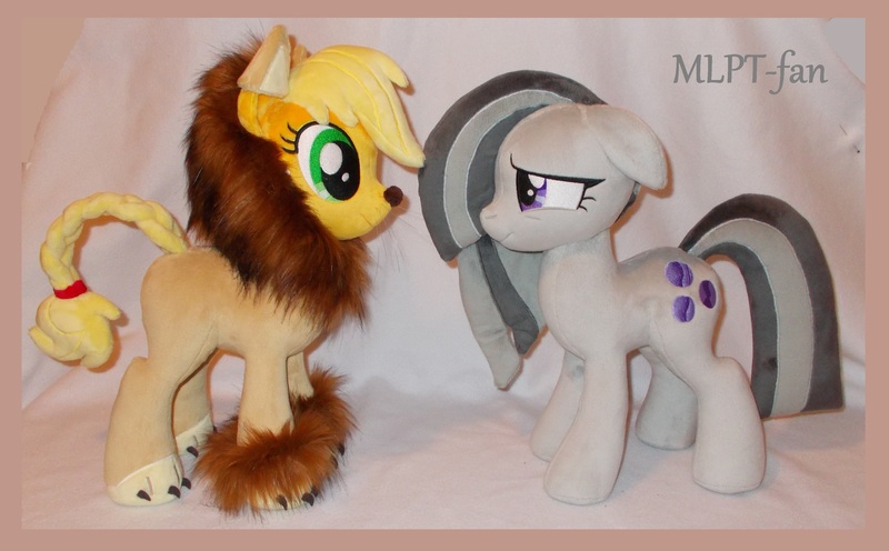 Size: 3600x2232 | Tagged: safe, artist:calusariac, derpibooru import, applejack, marble pie, pony, animal costume, applelion, clothes, costume, floppy ears, irl, photo, plushie