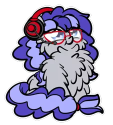 Size: 1777x1963 | Tagged: safe, artist:kimjoman, derpibooru import, part of a set, oc, oc:cinnabyte, unofficial characters only, earth pony, pony, adorkable, chest fluff, commission, cute, dork, female, fluffy, gaming headset, glasses, headphones, headset, impossibly large chest fluff, mare, proud, simple background, transparent background, ych result