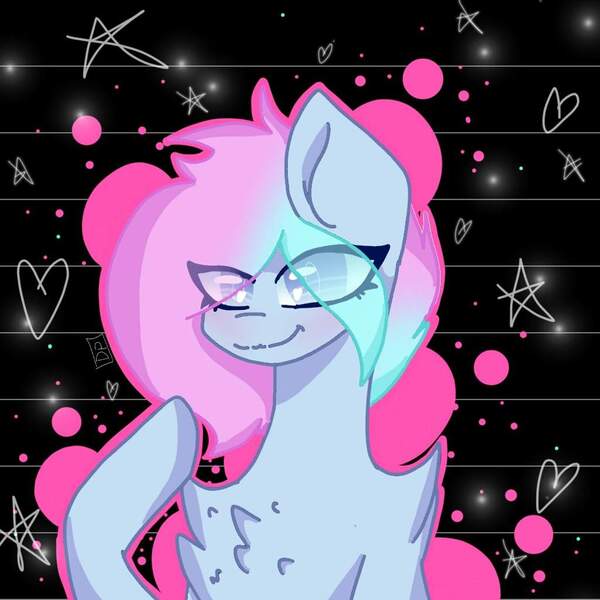 Size: 1024x1024 | Tagged: safe, artist:shinningblossom12, derpibooru import, oc, oc:shinning blossom, unofficial characters only, pegasus, pony, bust, chest fluff, eye clipping through hair, female, mare, pegasus oc, raised hoof, smiling, solo, wings