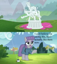 Size: 1280x1440 | Tagged: safe, derpibooru import, edit, edited screencap, screencap, boulder (pet), cozy glow, lord tirek, maud pie, queen chrysalis, earth pony, pony, the ending of the end, the maud couple, female, legion of doom, legion of doom statue, mare, maud being maud, petrification, rock, speech, talking, that pony sure does love rocks