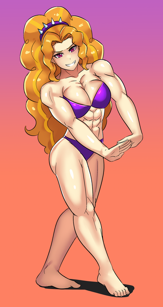 Size: 800x1500 | Tagged: suggestive, artist:tzc, derpibooru import, part of a set, adagio dazzle, equestria girls, acardio dazzle, anime, bikini, bodybuilder, breasts, busty adagio dazzle, clothes, commission, female, fetish, flexing, human coloration, looking at you, muscle fetish, muscles, muscular female, pecs, sexy, smiling, solo, stupid sexy adagio dazzle, swimsuit