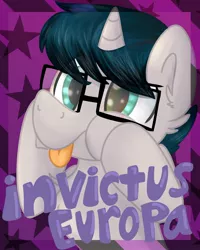 Size: 1200x1500 | Tagged: safe, artist:littleblackraencloud, derpibooru import, oc, oc:invictus europa, pony, unicorn, bronycon, bronycon 2019, badge, cute, glasses