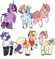 Size: 1300x1400 | Tagged: safe, artist:plagued-arts, derpibooru import, applejack, fluttershy, pinkie pie, rainbow dash, rarity, twilight sparkle, alicorn, earth pony, pegasus, pony, unicorn, alternate design, bandage, bow, clothes, female, glasses, mane six, mare, socks, unshorn fetlocks