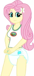 Size: 288x647 | Tagged: suggestive, artist:wolf, derpibooru import, fluttershy, equestria girls, legend of everfree, breasts, camp everfree outfits, clothes, diaper, diaper fetish, diapering, female, fetish, hairpin, headcanon, headcanon in the description, implied canon x oc, non-baby in diaper, self diapering, solo, solo female, tanktop, trace