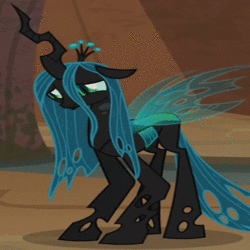 Size: 640x640 | Tagged: safe, derpibooru import, edit, edited screencap, screencap, queen chrysalis, changeling, changeling queen, a canterlot wedding, to where and back again, animated, female, former queen chrysalis, meme, solo, sound, that is a bug!, webm