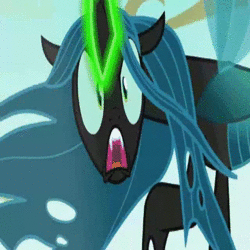 Size: 640x640 | Tagged: safe, derpibooru import, edit, edited screencap, screencap, queen chrysalis, a canterlot wedding, frenemies (episode), the beginning of the end, to where and back again, animated, error, female, former queen chrysalis, glitch, meme, sound, that is a bug!, video, webm
