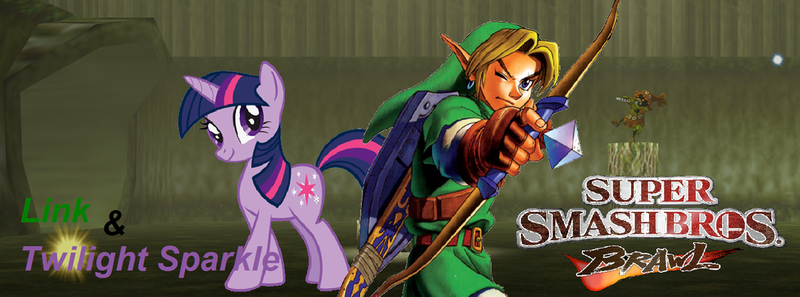 Size: 1024x380 | Tagged: source needed, safe, artist:nintendostarknight, derpibooru import, twilight sparkle, hylian, pony, unicorn, crossover, link, nintendo, super smash bros., super smash bros. brawl, the legend of zelda, the legend of zelda: ocarina of time, unicorn twilight, wallpaper