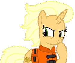 Size: 1282x1080 | Tagged: safe, alternate version, artist:徐詩珮, derpibooru import, pony, unicorn, series:sprglitemplight diary, series:sprglitemplight life jacket days, series:springshadowdrops diary, series:springshadowdrops life jacket days, background removed, base used, eyelashes, female, lifejacket, looking back, mare, raised hoof, simple background, smiling, solo, sungold, transparent background