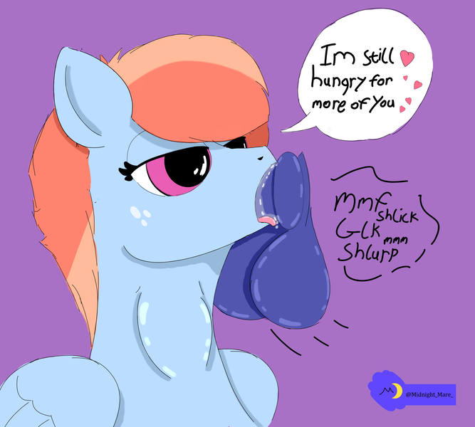 Size: 5000x4500 | Tagged: explicit, artist:midnight_mare, derpibooru import, windy whistles, oc, oc:midnight mare, pegasus, pony, balls, balls deep, big balls, big penis, blowjob, canon x oc, deepthroat, disembodied penis, drool, female, femdom, freckles, gulping, heart, horsecock, licking, licking cock, looking at someone, male, mare, medial ring, messy mane, meta, motion lines, nudity, offscreen character, open mouth, oral, penis, salivating, sex, sex noises, sexy, simple background, slurping, speech bubble, stallion, swallowing, swinging balls, throat bulge, tongue out, twitter