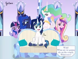 Size: 4268x3201 | Tagged: safe, artist:gutovi, derpibooru import, princess cadance, princess celestia, princess luna, shining armor, twilight sparkle, alicorn, pony, unicorn, bedroom eyes, brother and sister, castle, couch, crossing the memes, crystal castle, crystal empire, female, grin, high res, imminent incest, imminent orgy, imminent sex, incest, infidelity, innocent, male, meme, oblivious, pillow, piper perri surrounded, pomf, ponified meme, shining armor gets all the mares, shining armor is a goddamn moron, shiningcadance, shininglestia, shiningluna, shiningsparkle, shipping, siblings, smiling, straight, this will end in snu snu, twicest, what are we gonna do on the bed?
