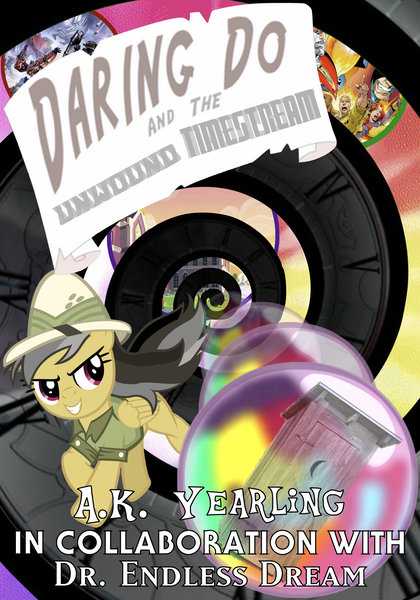 Size: 1583x2263 | Tagged: safe, derpibooru import, a.k. yearling, daring do, oc, oc:mugen kagemaru, equestria girls, alternate dimension, alternate timeline, alternate universe, canterlot high, cobra commander, cover art, daring do and the unwound timestream, dimension travel, doctor who, droste clock, duke, duke (gi joe), g.i. joe, interdimensional travel, megatron, mirror portal, optimus prime, outhouse, scarlett, time travel, time vortex, transformers: war for cybertron