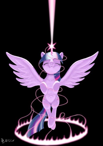 Size: 800x1131 | Tagged: safe, artist:darkdabula, derpibooru import, twilight sparkle, twilight sparkle (alicorn), alicorn, pony, black background, female, magic, mare, simple background, solo