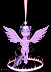 Size: 800x1131 | Tagged: safe, artist:darkdabula, derpibooru import, twilight sparkle, twilight sparkle (alicorn), alicorn, pony, black background, female, magic, mare, simple background, solo