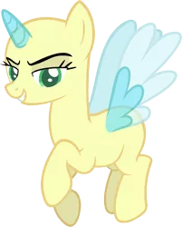 Size: 980x1221 | Tagged: safe, artist:pegasski, derpibooru import, oc, unofficial characters only, alicorn, pony, newbie dash, alicorn oc, bald, base, bedroom eyes, eyelashes, flying, horn, open mouth, simple background, smiling, smirk, solo, transparent background, two toned wings, underhoof, wings