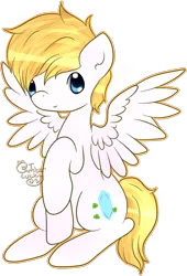 Size: 962x1418 | Tagged: safe, artist:ambercatlucky2, derpibooru import, oc, oc:ice luck, unofficial characters only, pegasus, pegasus oc, simple background, sitting, solo, transparent background, wings