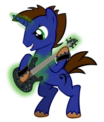 Size: 698x818 | Tagged: safe, artist:agirl3003, derpibooru import, oc, oc:low ryder, unofficial characters only, unicorn, electric guitar, guitar, horn, magic, musical instrument, simple background, solo, telekinesis, transparent background, unicorn oc