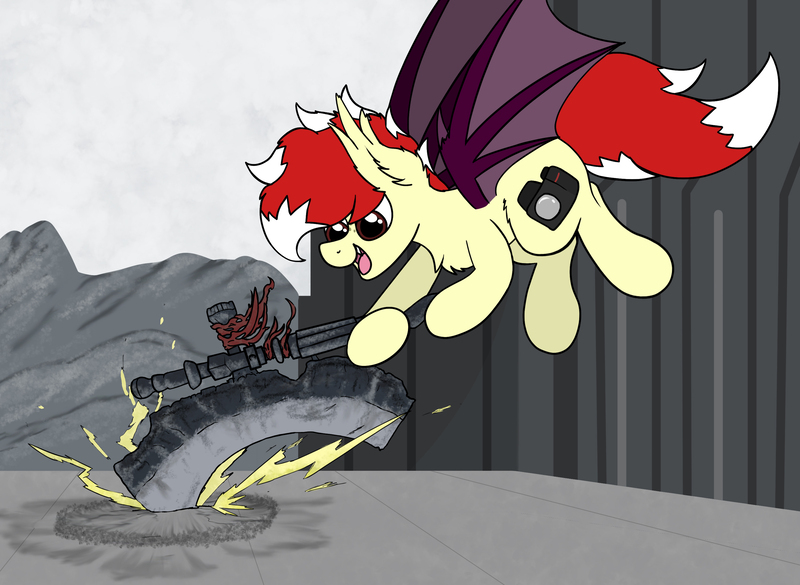 Size: 3000x2192 | Tagged: safe, artist:aaathebap, derpibooru import, oc, oc:aaaaaaaaaaa, bat pony, dark souls, dark souls 3, dragonslayer, flying, lightning, male, slam, weapon