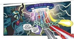 Size: 2761x1462 | Tagged: safe, derpibooru import, idw, queen chrysalis, changeling, spoiler:comic, spoiler:friendship in disguise, spoiler:friendship in disguise01, cropped, space bridge, transformers