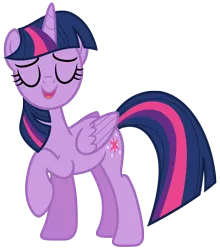 Size: 5712x6494 | Tagged: safe, artist:estories, derpibooru import, twilight sparkle, twilight sparkle (alicorn), alicorn, pony, absurd resolution, eyes closed, female, mare, raised hoof, simple background, solo, transparent background, vector