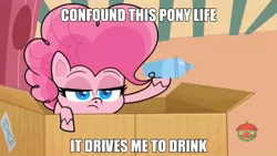 Size: 640x360 | Tagged: safe, derpibooru import, screencap, pinkie pie, earth pony, pony, badge of shame, my little pony: pony life, spoiler:pony life s01e10, spoiler:pony life s01e13, caption, confound these ponies, female, image macro, solo, text