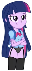 Size: 387x838 | Tagged: suggestive, artist:nightred15, artist:strumfreak, derpibooru import, edit, edited edit, editor:slayerbvc, vector edit, twilight sparkle, equestria girls, equestria girls (movie), background removed, backpack, black underwear, bow, breasts, clothes, cute, female, garter belt, no pants, shirt;, simple background, smiley face, smiling, smug, smuglight sparkle, socks, solo, solo female, stockings, thigh highs, transparent background, underwear, underwear edit, vector