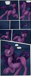 Size: 1920x4691 | Tagged: safe, artist:shieltar, derpibooru import, part of a set, twilight sparkle, pony, unicorn, comic:giant twilight, butt, comic, cute, dialogue, female, giant pony, giant twilight sparkle, giantess, growth, horn, impossibly long tail, jewelry, large butt, macro, magic, mare, necklace, part of a series, pony bigger than a planet, pony bigger than a solar system, pony bigger than a star, pony heavier than a black hole, signature, size difference, solo, space, stars, the ass was fat, this train has no brakes, transformation, twibutt, unicorn twilight