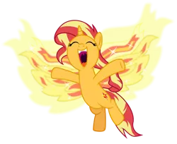 Size: 1024x836 | Tagged: safe, artist:emeraldblast63, derpibooru import, sunset shimmer, ponified, phoenix, pony, equestria girls, my past is not today, cute, equestria girls ponified, excited, eyes closed, female, shimmerbetes, simple background, solo, transparent background, volumetric mouth