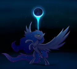 Size: 2940x2645 | Tagged: safe, artist:lth935, derpibooru import, princess luna, alicorn, pony, female, mare, moon, night, solo, spread wings, wings