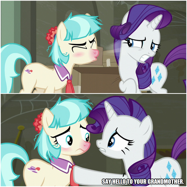 Size: 1000x1000 | Tagged: safe, artist:thor-disciple, derpibooru import, edit, edited screencap, screencap, coco pommel, rarity, earth pony, pony, unicorn, the saddle row review, cold, coronavirus, flu, sick, sneezing